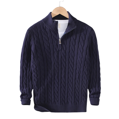 Claudio Cable Knit Quarter-Zip | VINTAGE LONDON™